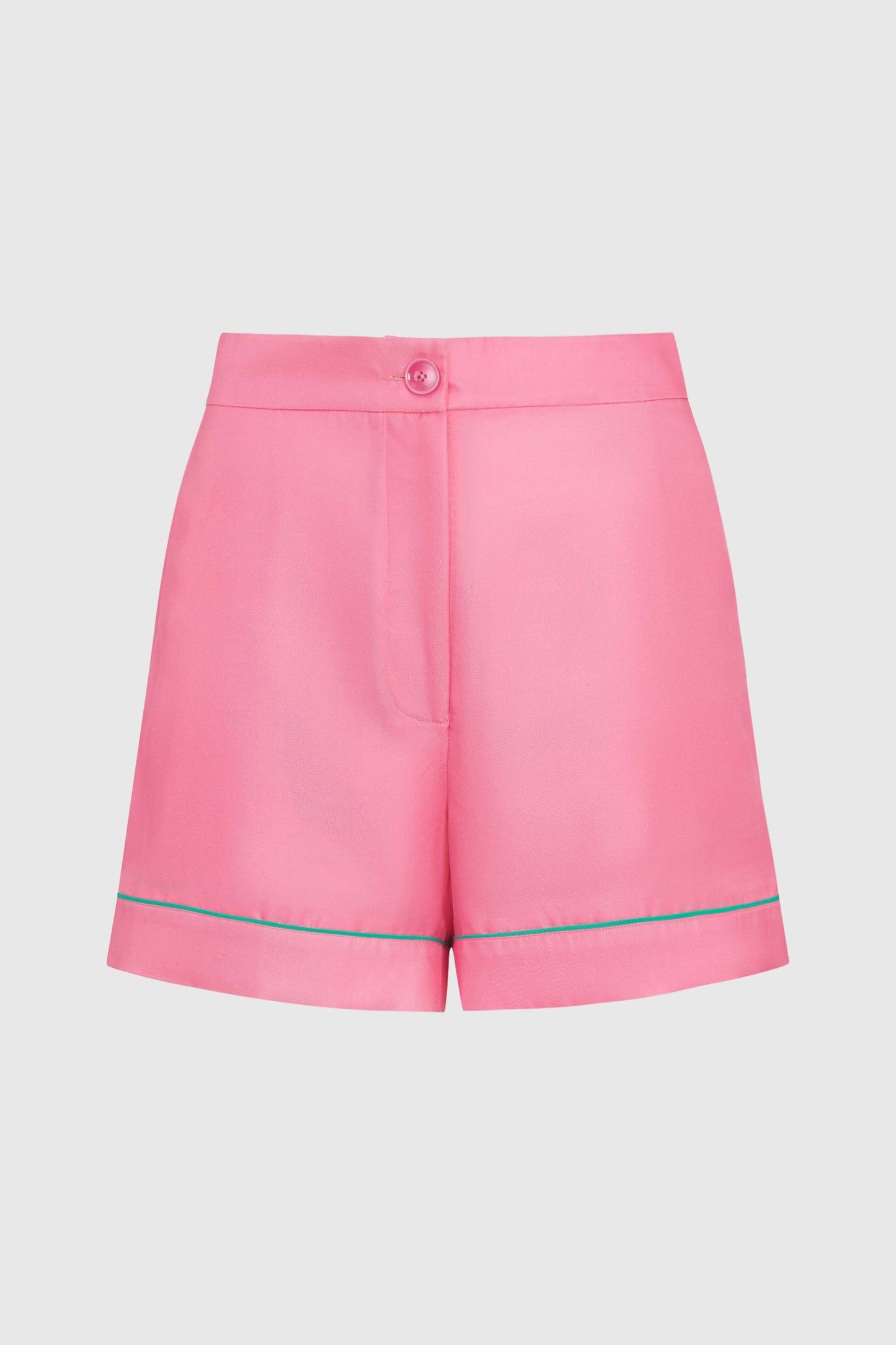 Electric Pink silk twill shorts