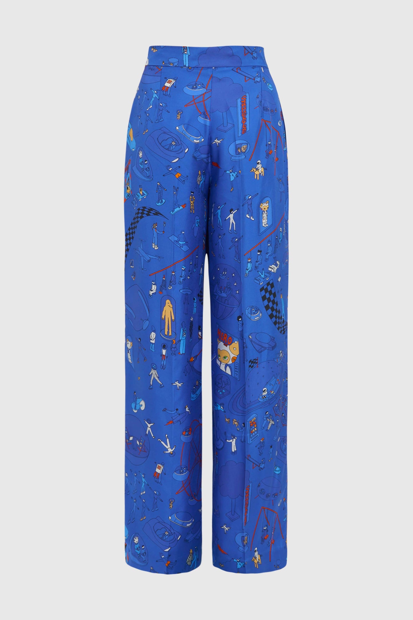 Pluto Blue Silk Twill Trousers