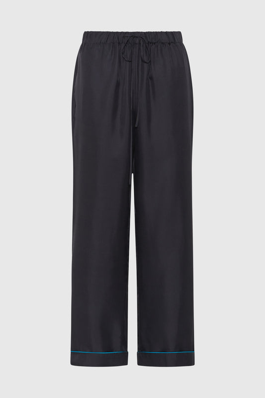 Nebula Black Comfort Silk Twill Trousers