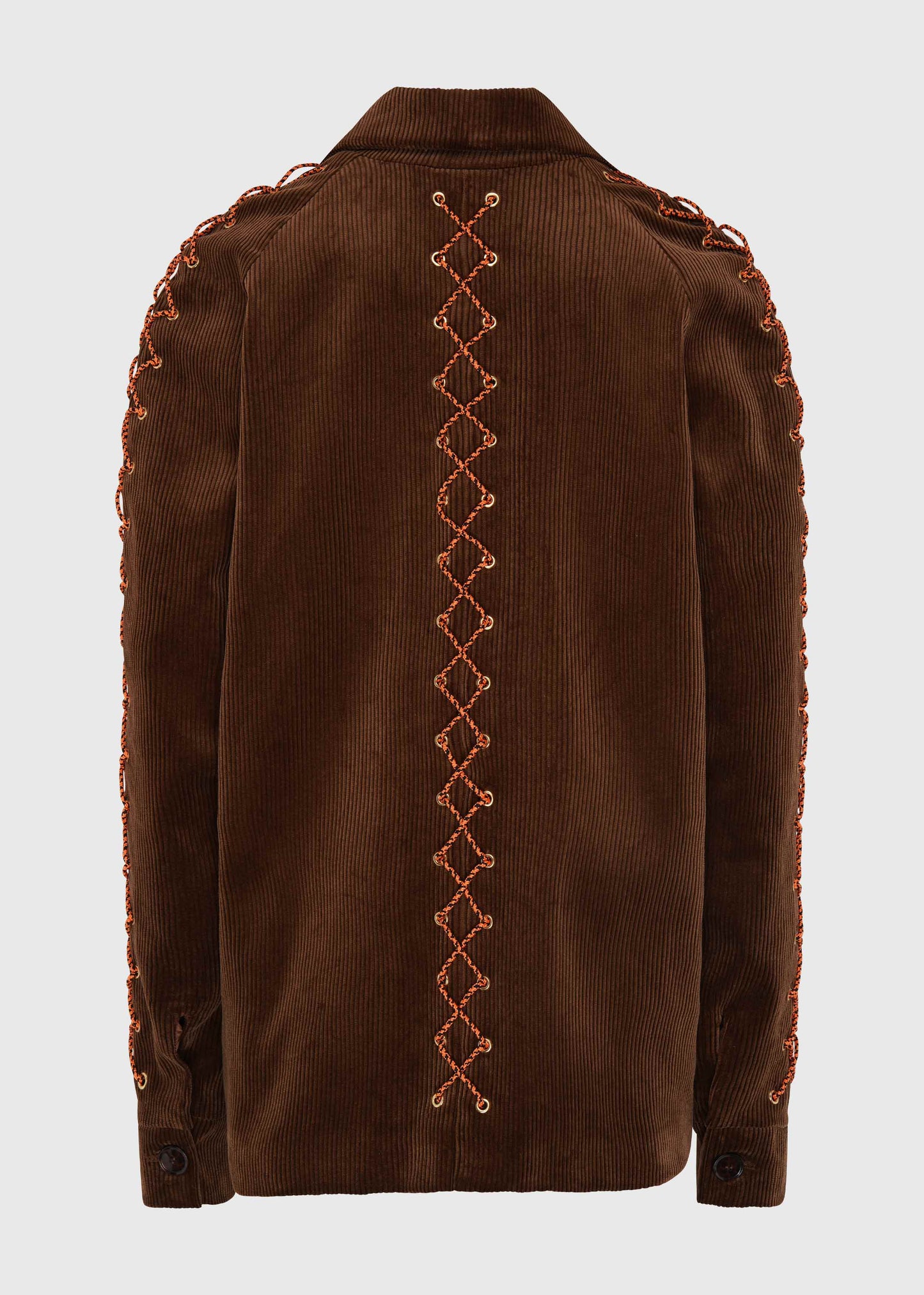 Chestnut Corduroy Lace-Up Coat