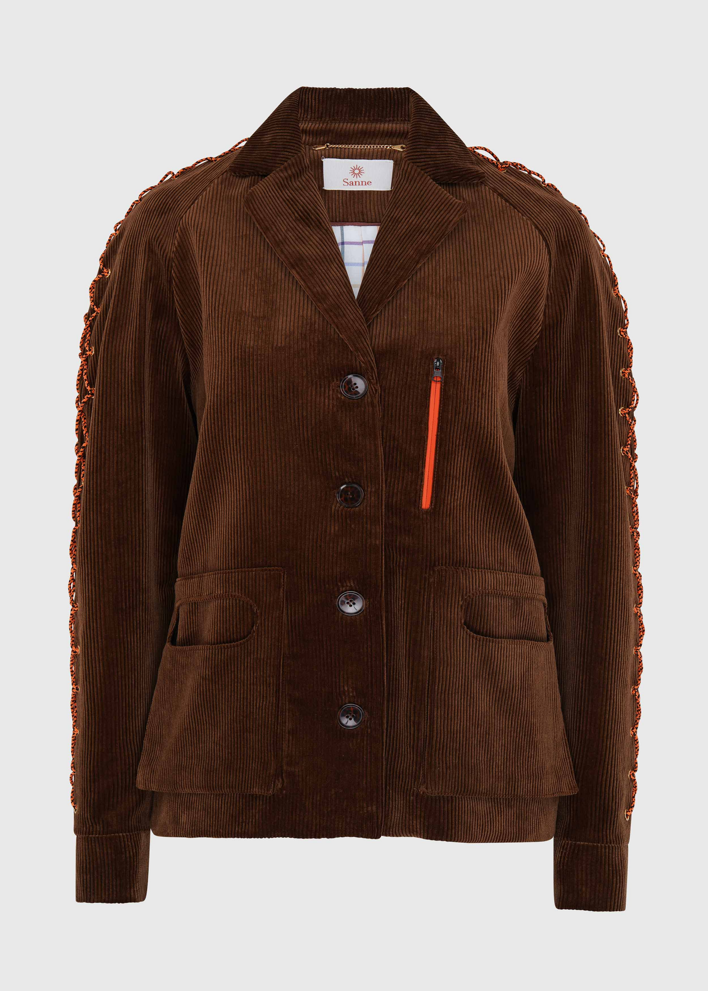 Chestnut Corduroy Lace-Up Coat