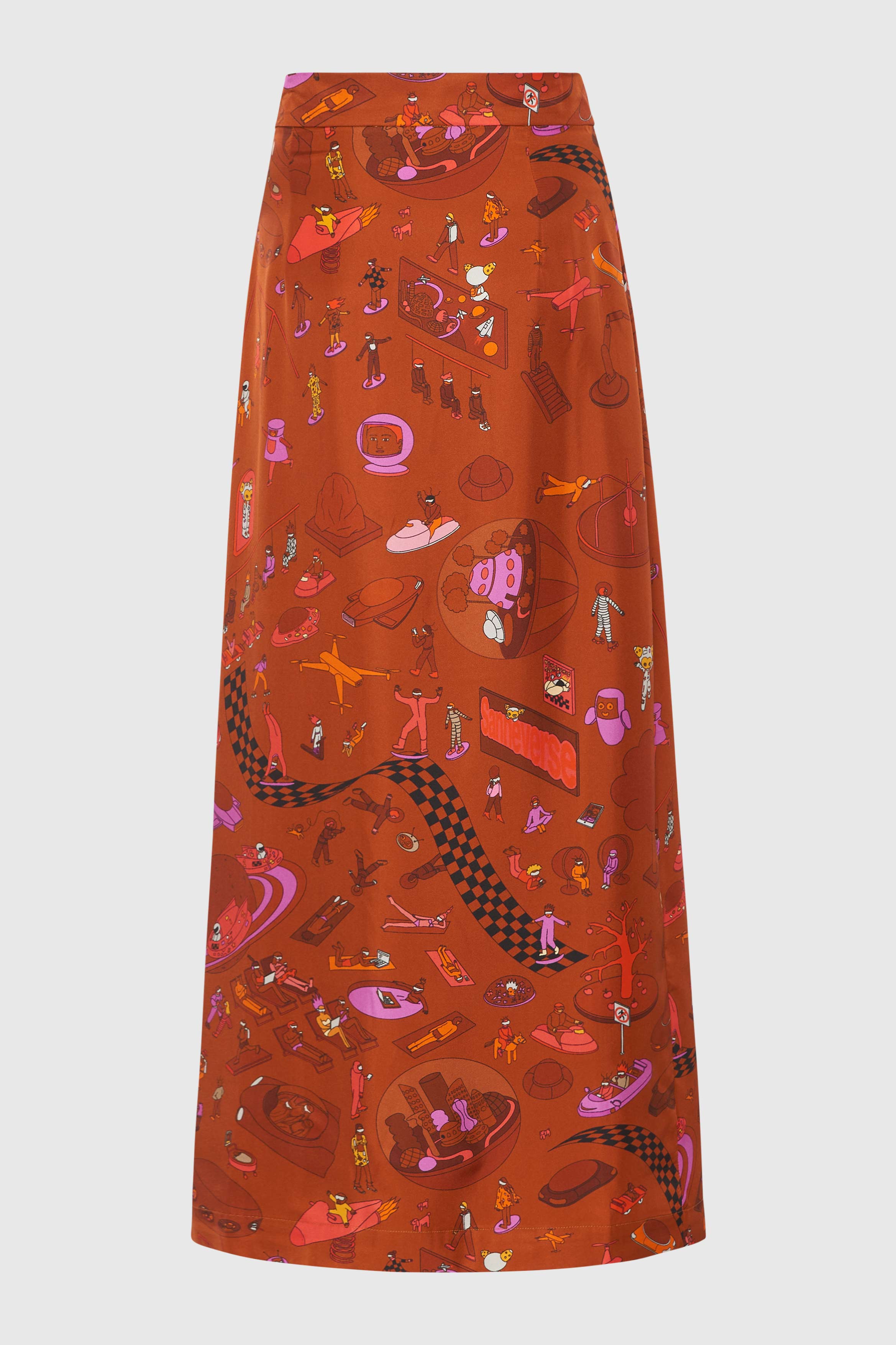 Celestial Cinnamon Silk Twill Wrap Maxi Skirt Sanne