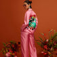 Electric pink silk twill trousers